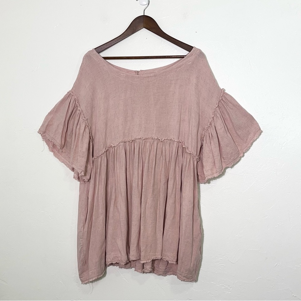 Talulah Pink Oversized Babydoll Tunic Top Boho Cottagecore Lagenlook M